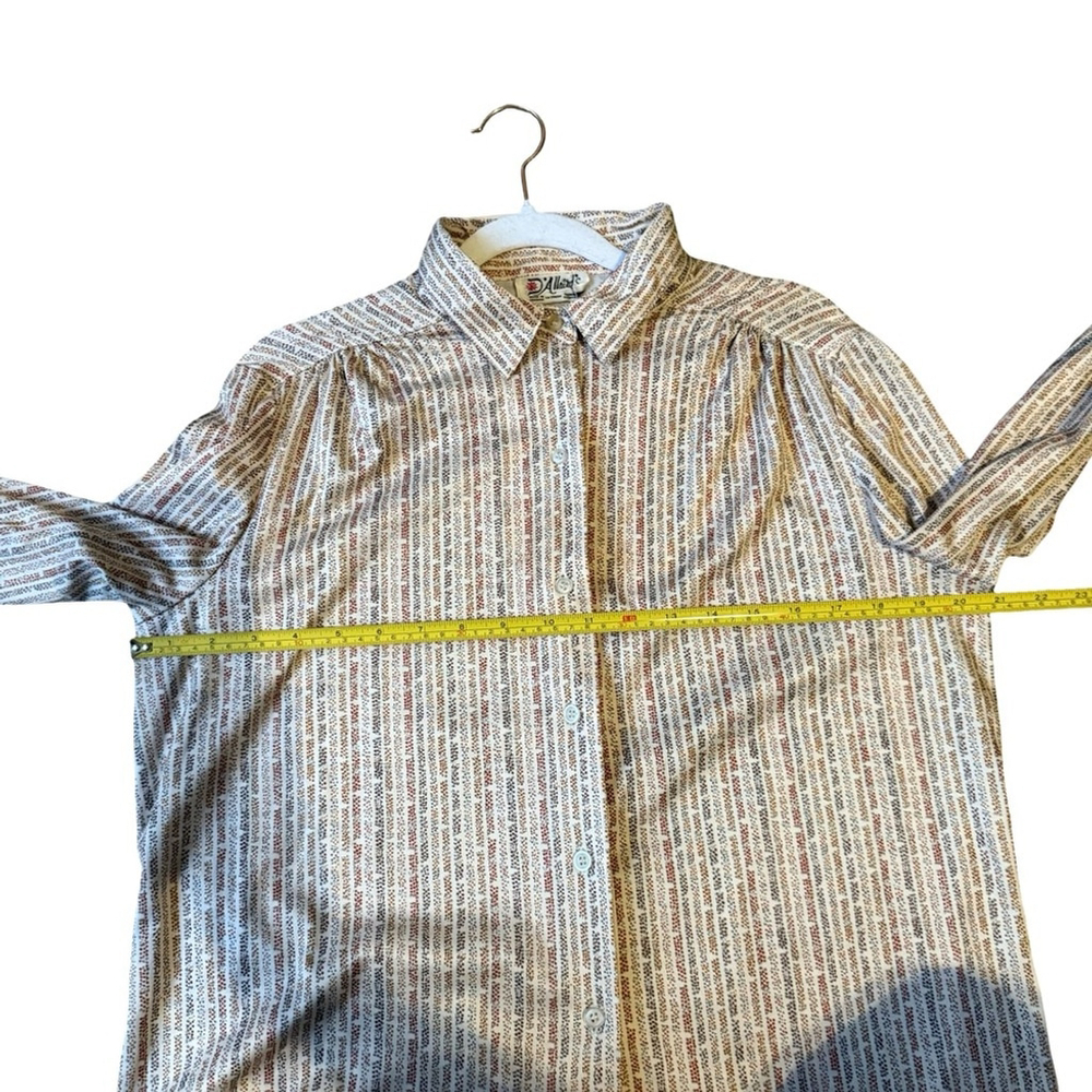 Vintage D’Allairds 80s 90s Button-Up Blouse Size L Retro Office Lightweight - Picture 7 of 13